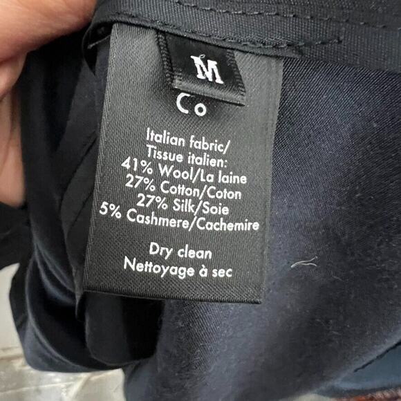 Co Dress Womens M Black Midi Long Sleeve Wool Cashmere Silk Pleated Pockets Zip - Picture 5 of 9